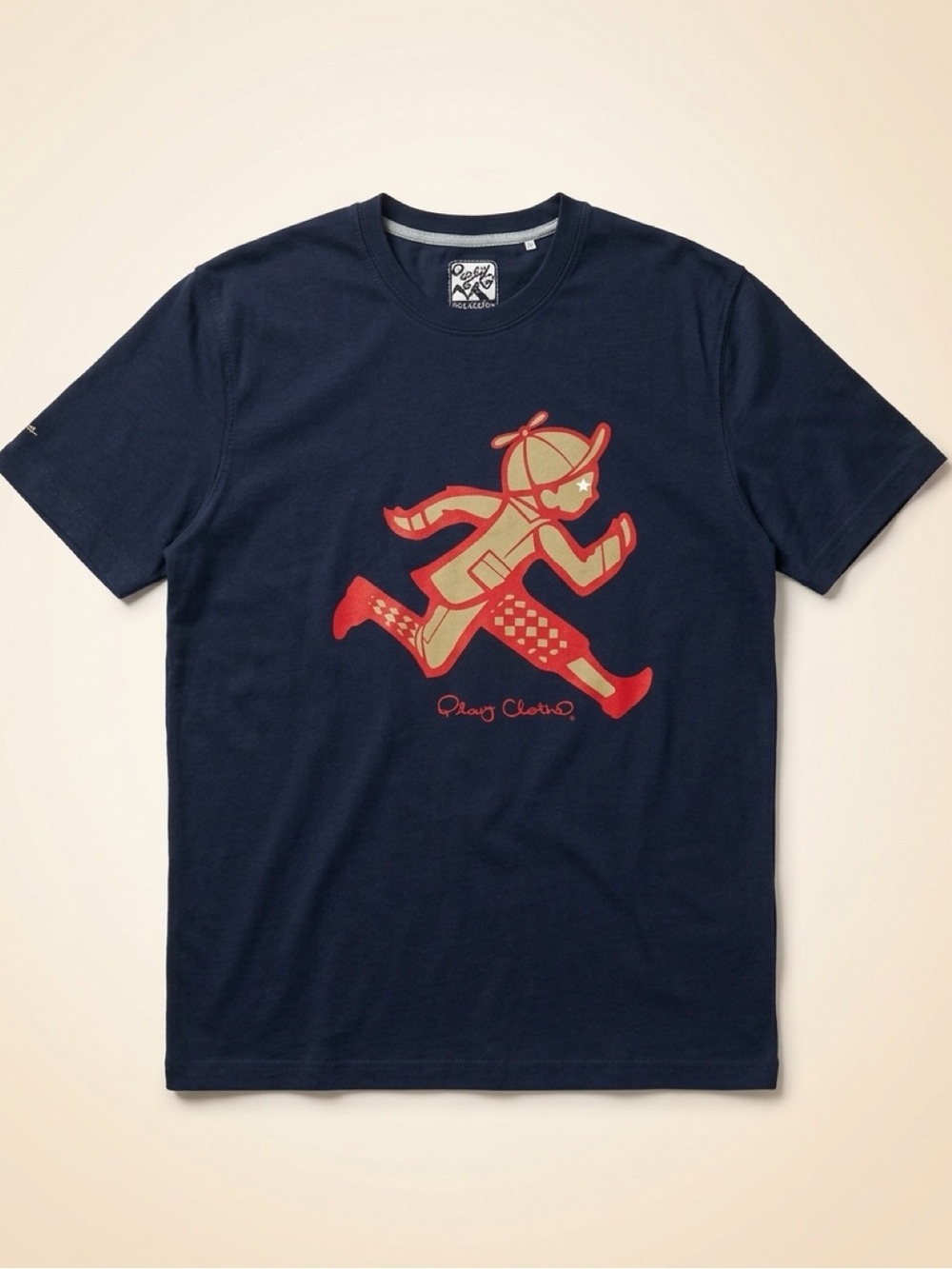 Vintage Rare Colorway Playcloths T-Shirt Running Jack Navy Blue and Red